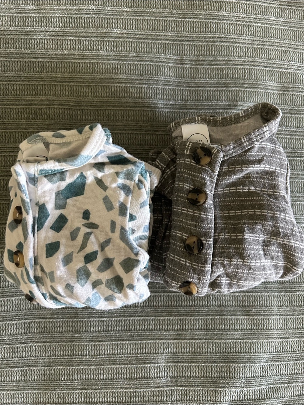 Lou Lou & Company Two-Piece Matching Set in Gray and Teal Print